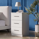 Ufurniture Bedside Table 3 Drawers Side Table Nightstand for Bedroom Living Room White