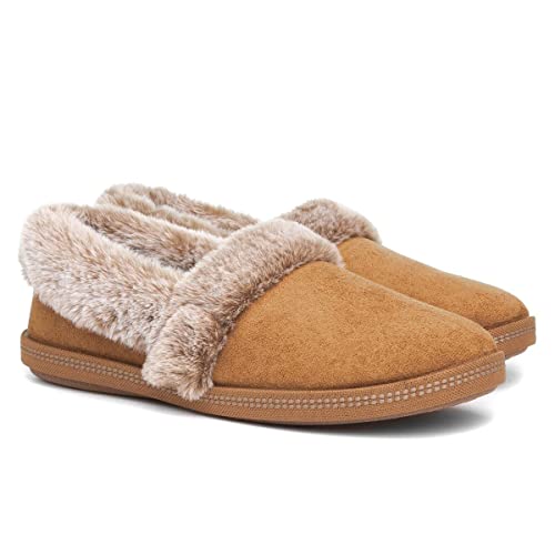 Skechers Cozy Campfire - Team Toasty, Women's Low-Top Slippers, Chestnut Microfiber Suede Faux Fur Line, 10 US