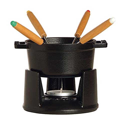 STAUB Cast Iron Mini Fondue Set, Black, 10 cm