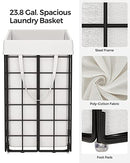 SONGMICS Laundry Hamper, 23.8 Gal (90L) Laundry Basket, Collapsible Clothes Hamper, Removable and Washable Liner, Metal Wire Frame, for Bedroom Bathroom, Black and White ULCB190W01