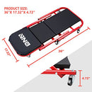 ‎DNA MOTORING TOOLS-00184 36 Inches 2 IN 1 Rolling Folding Car Creeper/Seat, 6 Pcs 2" Casters, 150kg Weight Capacity, Red