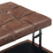 SIMPLIHOME Harrison 36 inch Wide Square Coffee Table Lift Top Storage Ottoman in Upholstered Distressed Umber Brown Tufted Faux Leather for the Living Room,