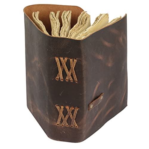 Leather Journal with lined Deckle Edge Paper 8x6 inch and Vintage Key/Handmade Writing Notebook Diary/Bound Daily Notepad for Men & Women Medium, Sketch/Writing pad, for Artists (8 x 6, Brown)