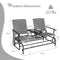 Costway 2 Person Outdoor Double Glider Chair, Mesh Fabric Rocking Chair w/Center Tempered Glass Table, Rocking Loveseat for Patio, Garden, Poolside, Balcony (Grey)