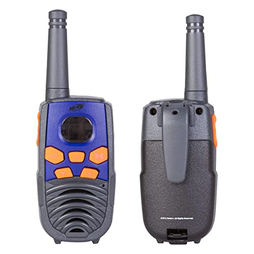 NERF 10 Mile Walkie Talkies Set 37756 | Delivers Transmission with 10 Mile Communication Range, Flexible Safety Antenna & Morse Code with On/Off Switch (Orange & Black)