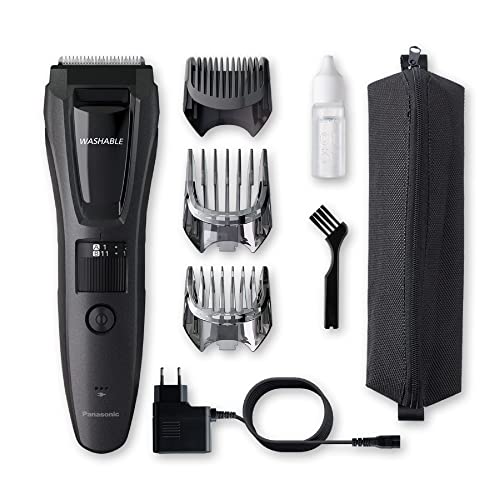 Panasonic Beard, Hair and Body Trimmer, Rechargeable with 45° Nano-Polished Japanese Stainless Steel Blades, 39 Length Settings, 3 Comb Attachments, 50-Minute Battery Life, and Washable Design (ER-GB62-H541)