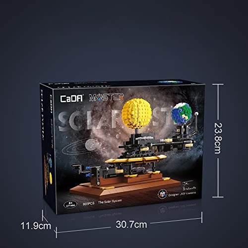 CADA Solar System Building Kit,865/pcs MOC 4477 CADA Master C71004W Bricks for Kids and Adults,（Designer: JK Brickwords） Contains Moon Earth and Sun Orrery Model,Compatible with Lego