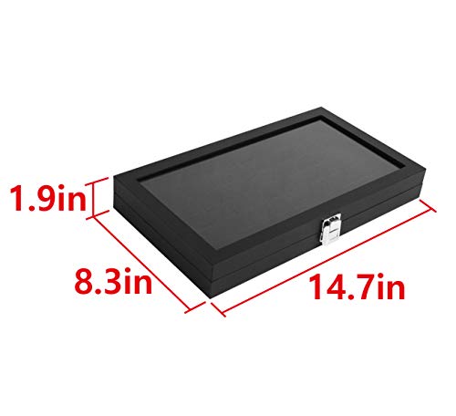 JackCubeDesign Jewellery Ring Display Organiser Storage Box Case Tray Holder with 72 Slot Ring Display(Black, Inside Black Velvet, 37.3 x 21 x 5 cm)- :MK248A