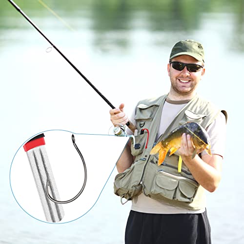 Prasacco Pack of 2 Fish Hook Sharpener, Fishing Hook Grinding Stone, Double Sided Fishing Hook Sharpener, Portable Grinding Tool for Fishing with Handle and Hanging for Outdoor Fishing (Red)