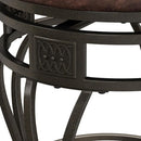 (Counter) - Hillsdale Montello 70cm Backless Swivel Counter Stool, Old Steel Finish with Brown Faux-Leather