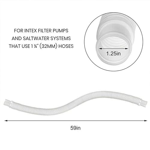 2 x Genuine Hose Pipe for Above Ground Swimming Pool Pump Filter 32mm - Easy Installation, 1.25" Diameter x 59" Length, Leak-Proof Design