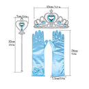 AUTOWT Princess Dress Up Accessories Set, 6 Pieces Frozen Costume for Girls Elsa Princess Cosplay with Blue Crown Tiara Necklace Ring Earring Magic Wand Gloves for Kids