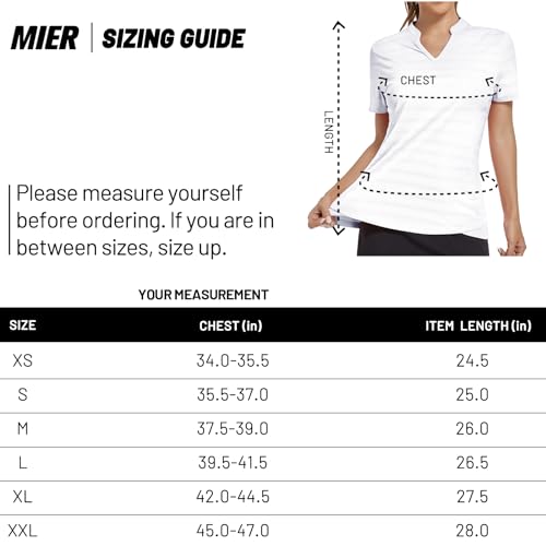 MIER Women's Golf Polo Shirts Collarless SPF 50+ Short Sleeve Athletic Tennis Badminton T Shirts Moisture Wicking Professional Horse Riding Tops White XXL