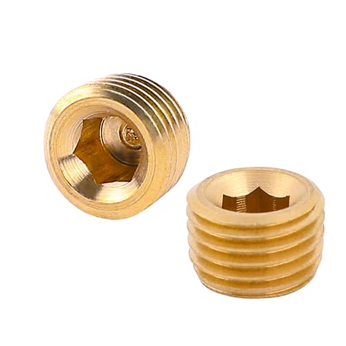 10 PCS 1/4" NPT Male Pipe Plug Fitting Set Brass Hex Counter Sunk Pipe Plug for Closing the End of Pipe, Internal Hex Socket Thread Socket Pipe Plug Kit