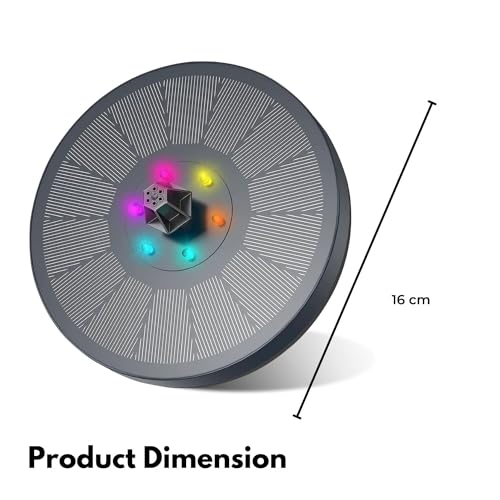 NOVEDEN Solar Fountain Water Pump for Bird Bath with RGB Color LED Lights - Sustainable, Anti-Drift Design, Easy to Clean, Black