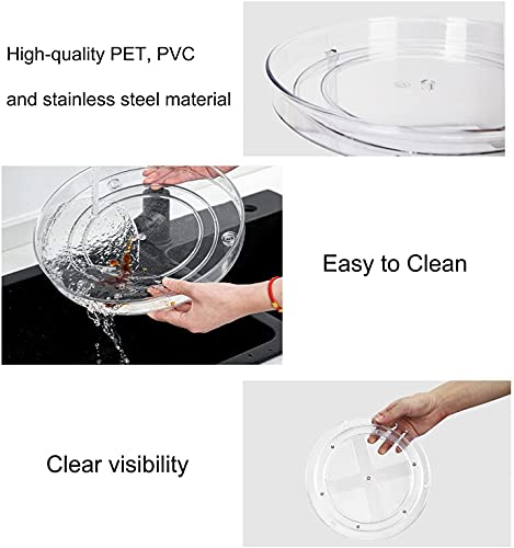 FYY 2 Tier Lazy Susan Turntable Cabinet Organizer Spice Storage Rack, Rotating Kitchen Cupboard Organiser, Storage Rack for Kitchen, Fridge and Bathroom, Makeup Holder Cosmetic Storage Rack Clear