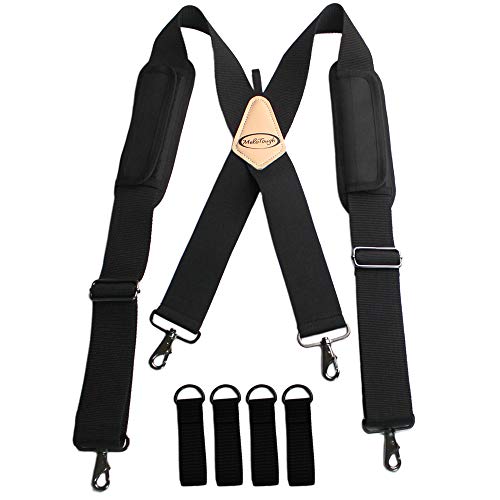 Tool Belt Braces Heavy Duty work suspenders Flexible Adjustable Straps with Comfortable Padded Shoulders Complete with 4 Loop Attachments