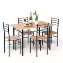 Giantex 5 PCS Dining Table Set, Counter Height Table with Spacious Rectangular Tabletop, Dining Desk with 4 High Backrest Chairs & Anti-Slip Pads, Kitchen Furniture for Home Restaurant (Black+Natural)