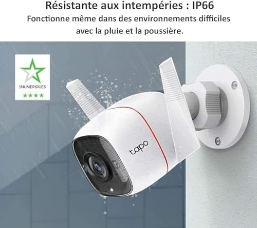 TP-Link Tapo Outdoor Security Camera, Wired & Wireless, 3MP, IP66, Night Vision, Two-way audio, Voice Control, Tapo APP, Smart AI Detection, No hub required (Tapo C310)