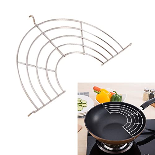 Wok Rack, Kitchen Storage, Kitchen, Wok, Frying Pan, Pot, Stainless Steel Shelves, Food Cooling Rack (Large) (Large) Oil Drain Rack for Frying, Food Strainers (Large Size)