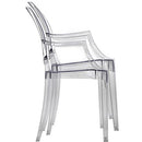 2xhome – Modern Ghost Chair Armchair with Arm Transparent Polycarbonate Plastic (Clear)