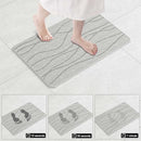 DAWNTREES Stone Bath Mat, Diatomaceous Earth Shower Mat, Non-Slip Super Absorbent Quick Drying Bathroom Floor Mat, Natural, Easy to Clean (Gray Vertical Stripes)