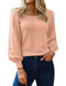 Zeagoo Women Pullover Sweater Cute Puff Sleeve Knit Square Neck Crop Top Winter Clothes Pink, M