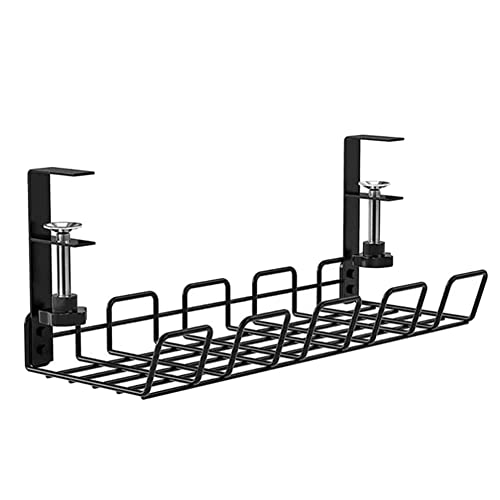 Cable Management Under Desk As Cord Basket Tray for Cable Organize,Detachable No Drill Wire Management Rack As Computer Cable Management,Under Desk Storage Shelf (Black)