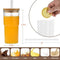 Drinking Glasses with Bamboo Lids and Glass Straw 2pcs Set - 22oz Transparent Striped Glass Cups, Beer Glasses, Iced Coffee Glasses, Cute Tumbler Cup, Ideal for Cocktail, Whiskey,