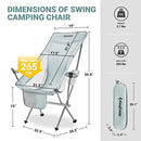 KingCamp Ultralight High Back Folding Camping Chairs Adults with Armrest, Upgrade All-Aluminum Alloy Bracket, 2 Pack Lightweight Camping Chair Camp Compact Portable Outdoors with Carry Bag