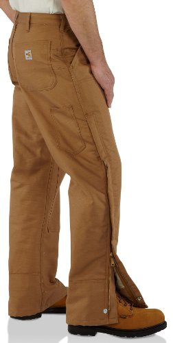 Carhartt Men's Flame Resistant Quilt Lined Canvas Jean, Brown (Closeout), 48W x 30L