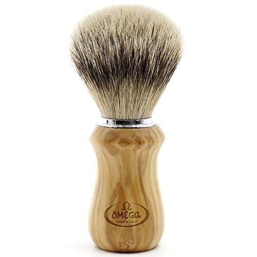Shaving Brush OMEGA Rate Super Handle Olive Wood Laser Engraving 6832