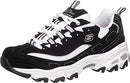 Skechers Sport Women's D'Lites Biggest Fan Fashion Sneaker, Biggest Fan Black/White, 10 M US