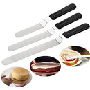 iDopick 3 Pack Angled Icing Spatulas Set Stainless Steel Kitchen Cake Decorating Frosting Spatula Pack of 3 (6 inch,8 inch and 10 inch) (Black)