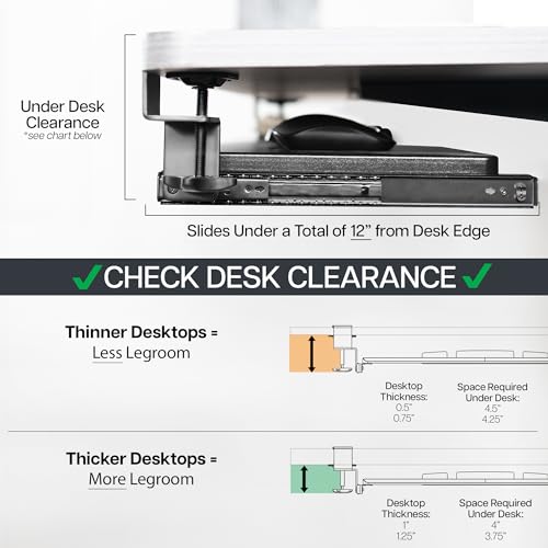 VIVO Large Keyboard Tray Under Desk Pull Out with Extra Sturdy C Clamp Mount System, 69cm (84cm Including Clamps) x 28cm Slide-Out Platform Computer Drawer for Typing, Black, MOUNT-KB05E