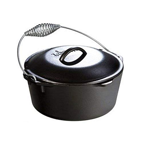Lodge L8DO3 Cast Iron Dutch Oven, Pre-Seasoned, 5-Quart, Black