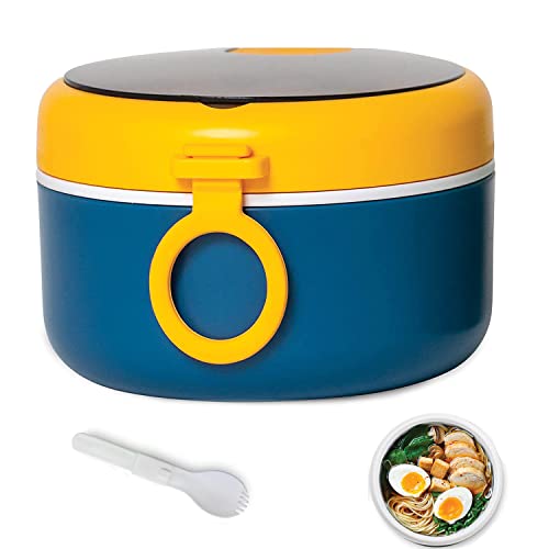 Ramen Bowl，Lunch Bowl，for Microwave ，PP Materia，Eat Noodles in The Same Soup Bowl,Big Enough for 2 Packs of Ramen Grab Go Leak Proof Lid,Easy to Clean,for Dorm Home (Blue)