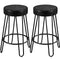 Yaheetech 26.5 inch Round Bar Stools 2pcs Faux Leather Counter/Bar Height Stools with Cushion Backless Leather Seat with Hairpin Legs Barstools for Bar/Dining/Kitchen, Black(1 Package of 2pcs)