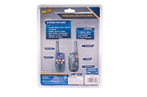 NERF 10 Mile Walkie Talkies Set 37756 | Delivers Transmission with 10 Mile Communication Range, Flexible Safety Antenna & Morse Code with On/Off Switch (Orange & Black)