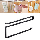 Kitchen Paper Towel Roll Holder, Cabinet Cupboard Under Shelf Storage Paper Towel Roll Holder Dispenser Napkins Storage Rack (Black)