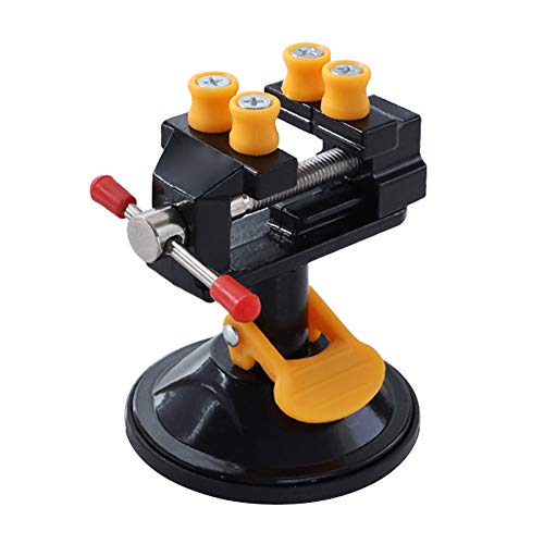 Yakamoz Universal Mini Suction Vise Clamp 360 Degrees Drill Press Vise Table Bench Vice with Suction Base for DIY Hobby Jewelry Watch Repairing Nuclear Sculpture Craft Carving Clip On Tool