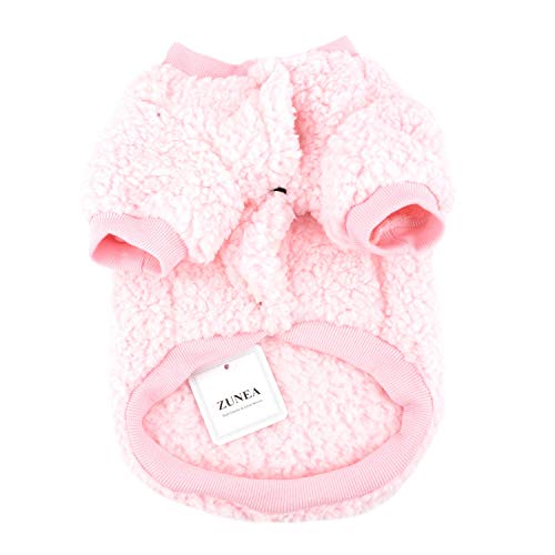 ZUNEA Small Dog Clothes Coat Winter Fleece Warm Puppy Jacket Apparel Chihuahua Sweater Clothing Pet Cat Doggie Boys Girls Jumper Pink S