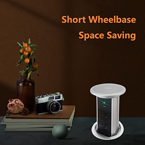 ZESHAN Intelligen pop up Power Outlet Australia Power Tower pop up with Wireless Charger, 2 AU pulgs 1 USB C Charger for Kitchen Counter, Conference Room, Silver