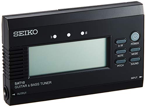 Seiko SAT10BE Stunning Guitar/Bass Tuner with Flat Tuning Function - Black
