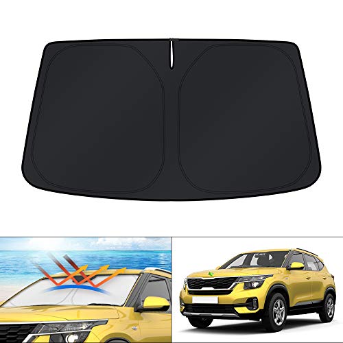 KUST Custom Fit Windshield Sun Shade for 2021-2023 2024 2025 Kia Seltos Window Shade Sun Visor Protector Foldable Blocks UV Rays Keep Your Car Cooler