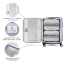 Travelpro VersaPack+ Lightweight Softside Expandable Checked Luggage, 8 Spinner Suitcase, TSA Lock, Men and Women, Checked Medium 25-Inch, Elemental Blue, Elemental Blue, Checked Medium 25-Inch,