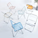 Modern Acrylic Folding Chairs-KAIHAOWIN Transparent Clear Folding Chair-Acrylic Ghost Stackable Crystal Seat-PC Plastic Living Room Seat-Chrome Frame Accent Side Chair for Outside Inside (Clear)