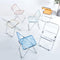 Modern Acrylic Folding Chairs-KAIHAOWIN Transparent Clear Folding Chair-Acrylic Ghost Stackable Crystal Seat-PC Plastic Living Room Seat-Chrome Frame Accent Side Chair for Outside Inside (Clear)