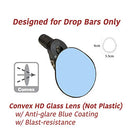 !!!NEW!!! Hafny Drop Bar Bike Mirror, HD, Shatter-Proof, HD Convex Blue Glass Mirror (Anti-glare Blue Glass Lens)