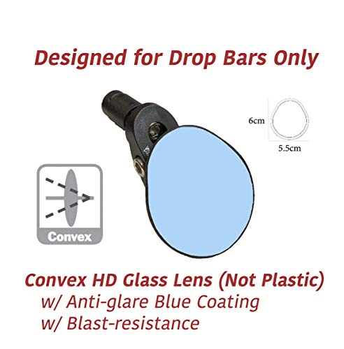 !!!NEW!!! Hafny Drop Bar Bike Mirror, HD, Shatter-Proof, HD Convex Blue Glass Mirror (Anti-glare Blue Glass Lens)